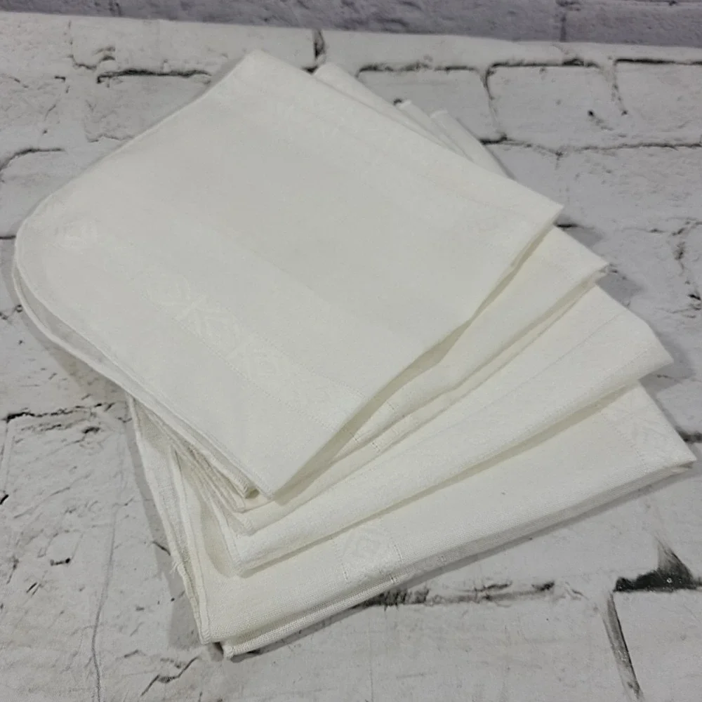 LARGE VINTAGE LINEN NAPKINS - SQUARE‎ White Lot Of 4